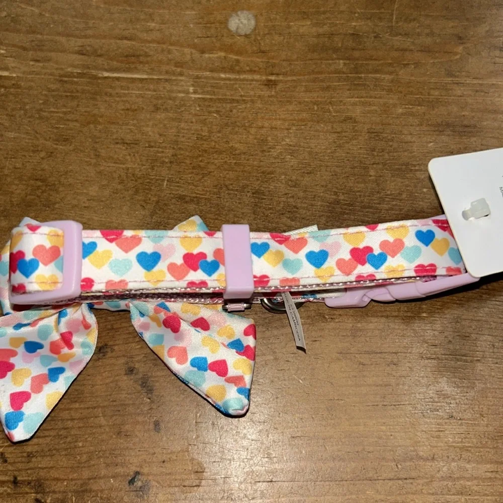 Top Paw Pink Heart Dog Collar with Bow Size Small